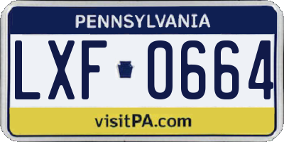 PA license plate LXF0664