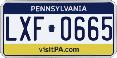 PA license plate LXF0665