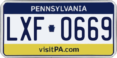 PA license plate LXF0669