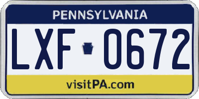 PA license plate LXF0672