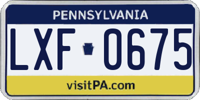 PA license plate LXF0675
