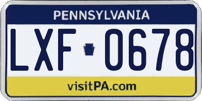 PA license plate LXF0678