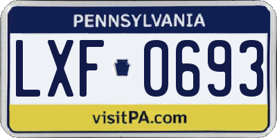 PA license plate LXF0693