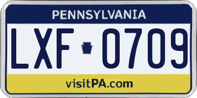 PA license plate LXF0709
