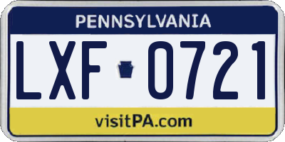 PA license plate LXF0721