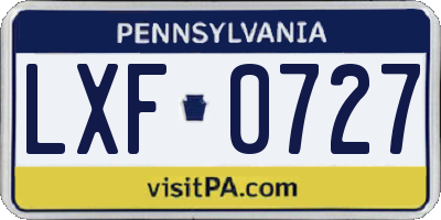 PA license plate LXF0727