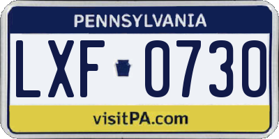 PA license plate LXF0730