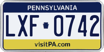 PA license plate LXF0742