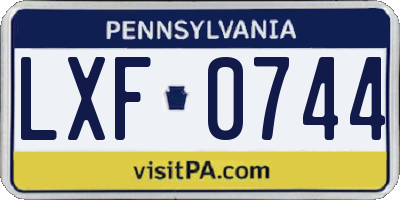 PA license plate LXF0744