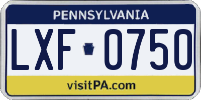 PA license plate LXF0750
