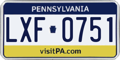 PA license plate LXF0751
