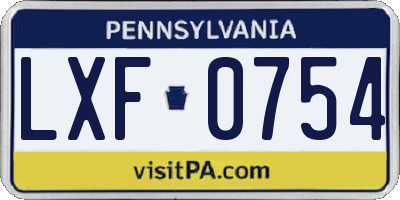 PA license plate LXF0754