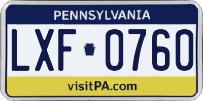 PA license plate LXF0760