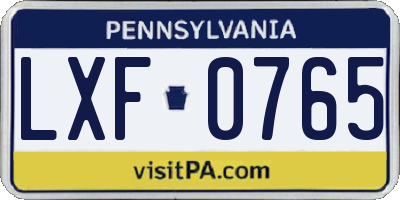 PA license plate LXF0765