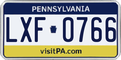 PA license plate LXF0766
