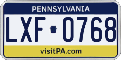 PA license plate LXF0768
