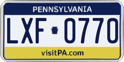 PA license plate LXF0770