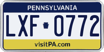 PA license plate LXF0772