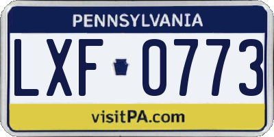 PA license plate LXF0773