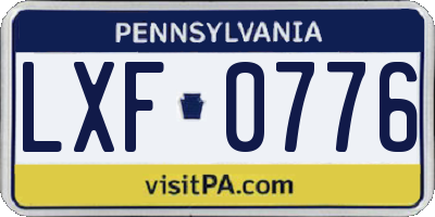 PA license plate LXF0776