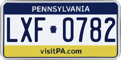 PA license plate LXF0782