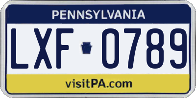 PA license plate LXF0789