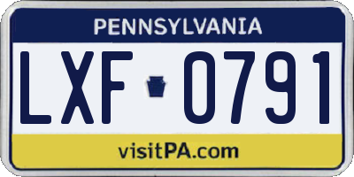 PA license plate LXF0791