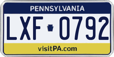 PA license plate LXF0792