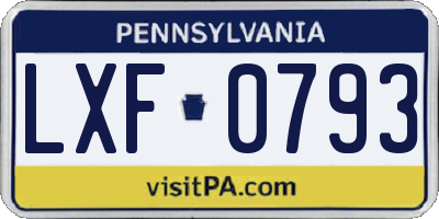 PA license plate LXF0793