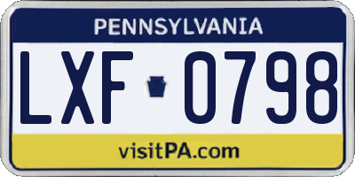 PA license plate LXF0798