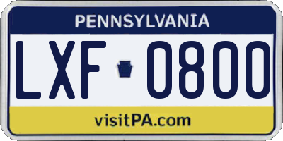 PA license plate LXF0800