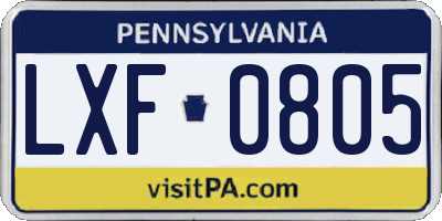 PA license plate LXF0805