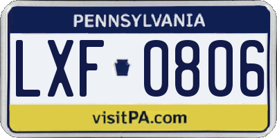 PA license plate LXF0806