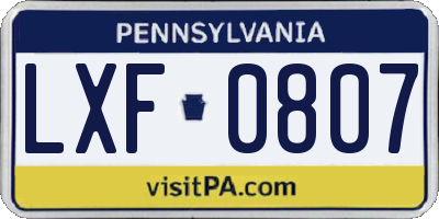 PA license plate LXF0807
