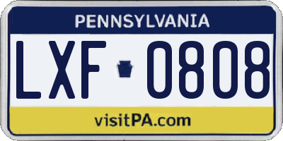 PA license plate LXF0808