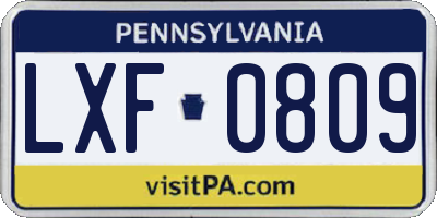 PA license plate LXF0809