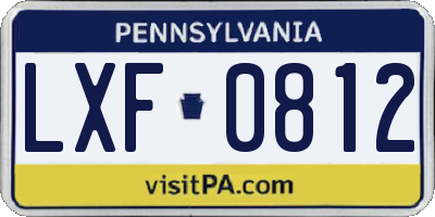 PA license plate LXF0812
