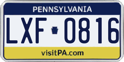 PA license plate LXF0816