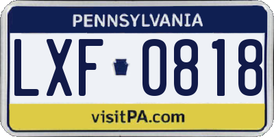 PA license plate LXF0818