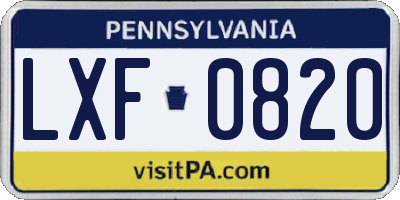PA license plate LXF0820