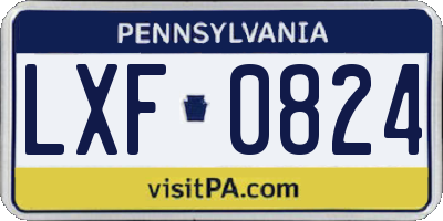 PA license plate LXF0824
