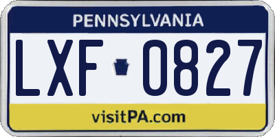 PA license plate LXF0827