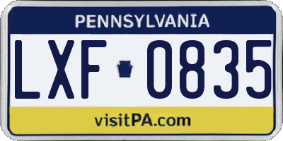 PA license plate LXF0835