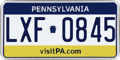 PA license plate LXF0845