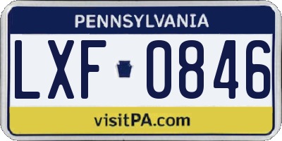 PA license plate LXF0846