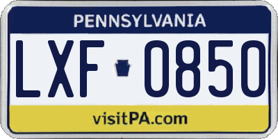 PA license plate LXF0850