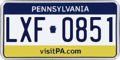 PA license plate LXF0851