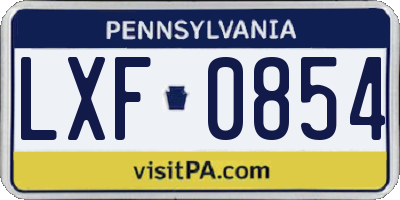 PA license plate LXF0854