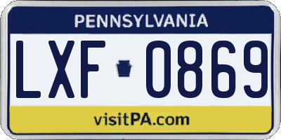 PA license plate LXF0869