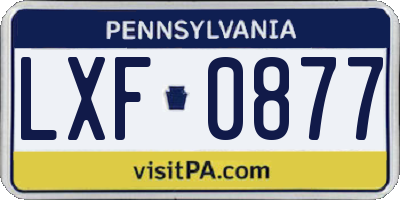 PA license plate LXF0877
